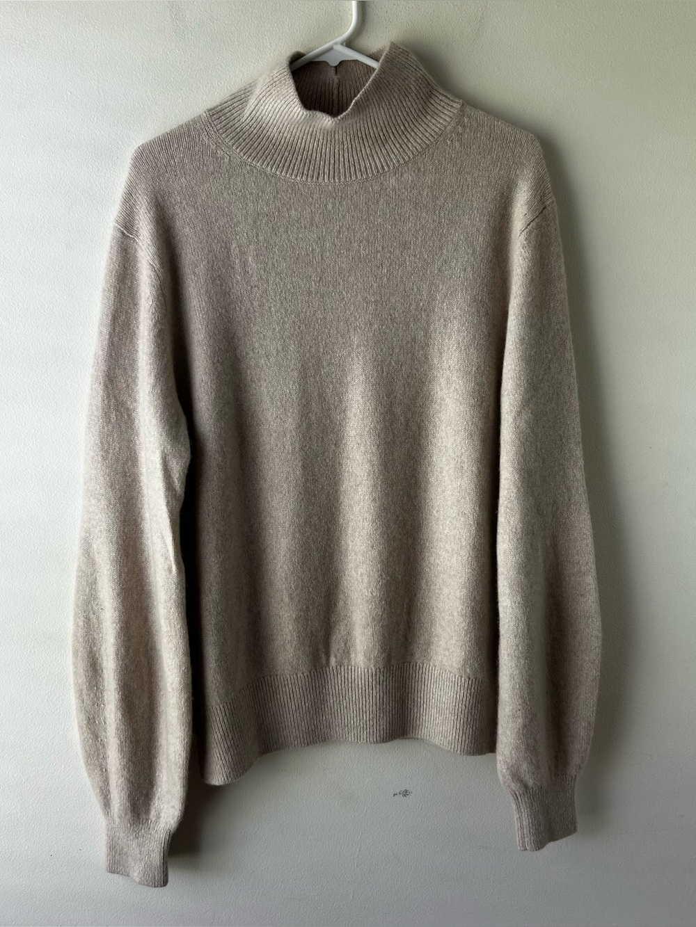 Vince 100% Cashmere Mock Neck Sweater Oatmeal Cream XL